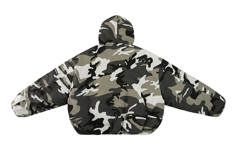 Tung Sung Camouflage Hooded Puffer Jacket Men's and Women's Loose Short Coat Men Winter