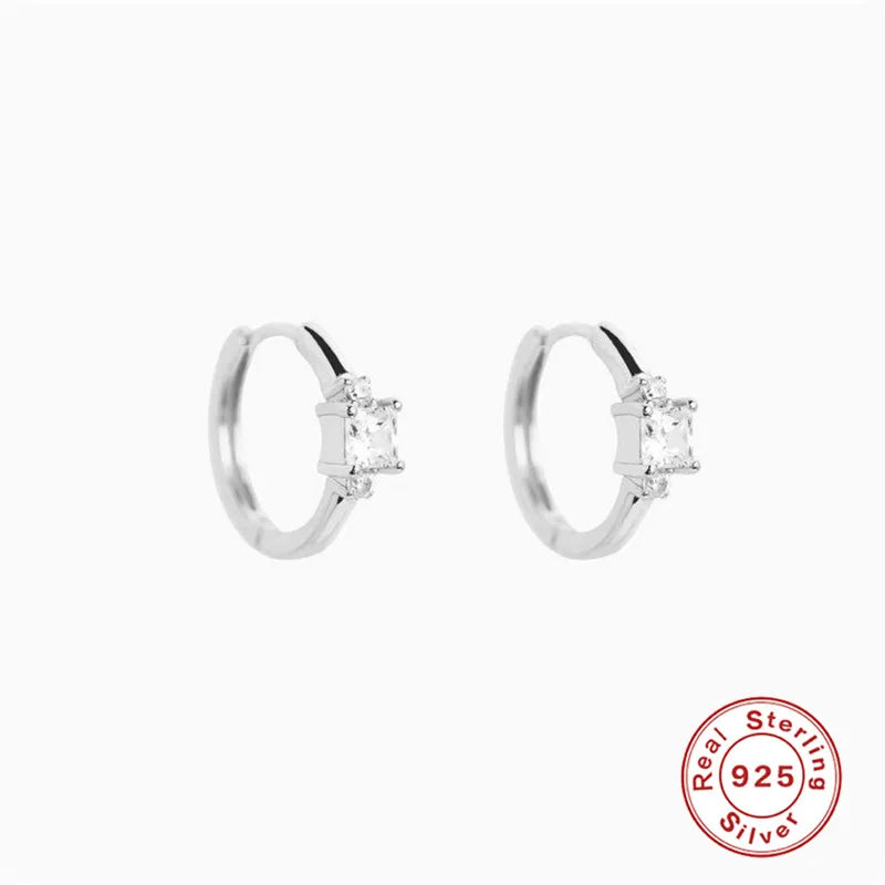 CANNER White Zircon Simple Love Round Earring For Women 925 Sterling Silver Earrings Hoops Pendiente Plata Piercing Gold Jewelry