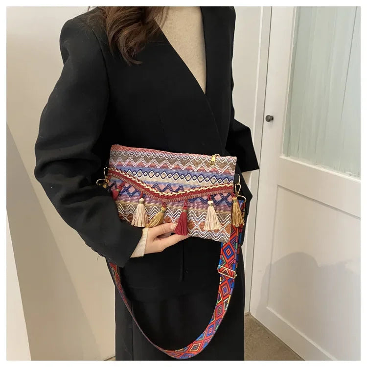 New Vintage Bohemian Fringe Shoulder Bag Women Tassel Boho Hippie Gypsy Fringed Women's Handbags Open Bag Purses and Handbags