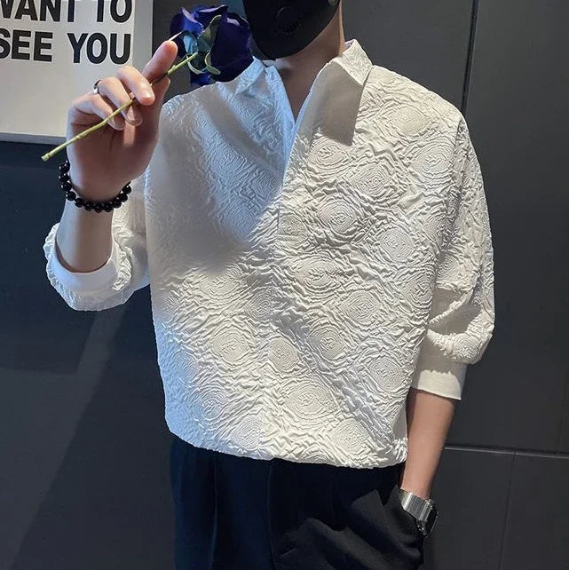 Man Shirt Graphic Half Sleeve Shirts For Men White New In Fashion 2024 Xxl Elegant With Sleeves Tops Trend S Luxury Social I