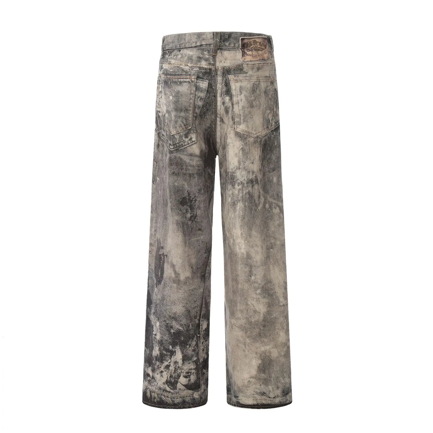 Jeans Men Floor Length Pant Denim Pants Camouflage Print Loose Casual Straight Trousers Pocket Splice Autumn Winter 2024