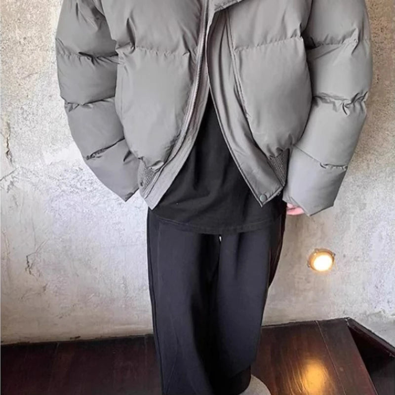 Short Stand-collar Padded Jacket Autumn Winter Loose Versatile Trendy Men's Jacket Korean Style High-end Personalized Parkas