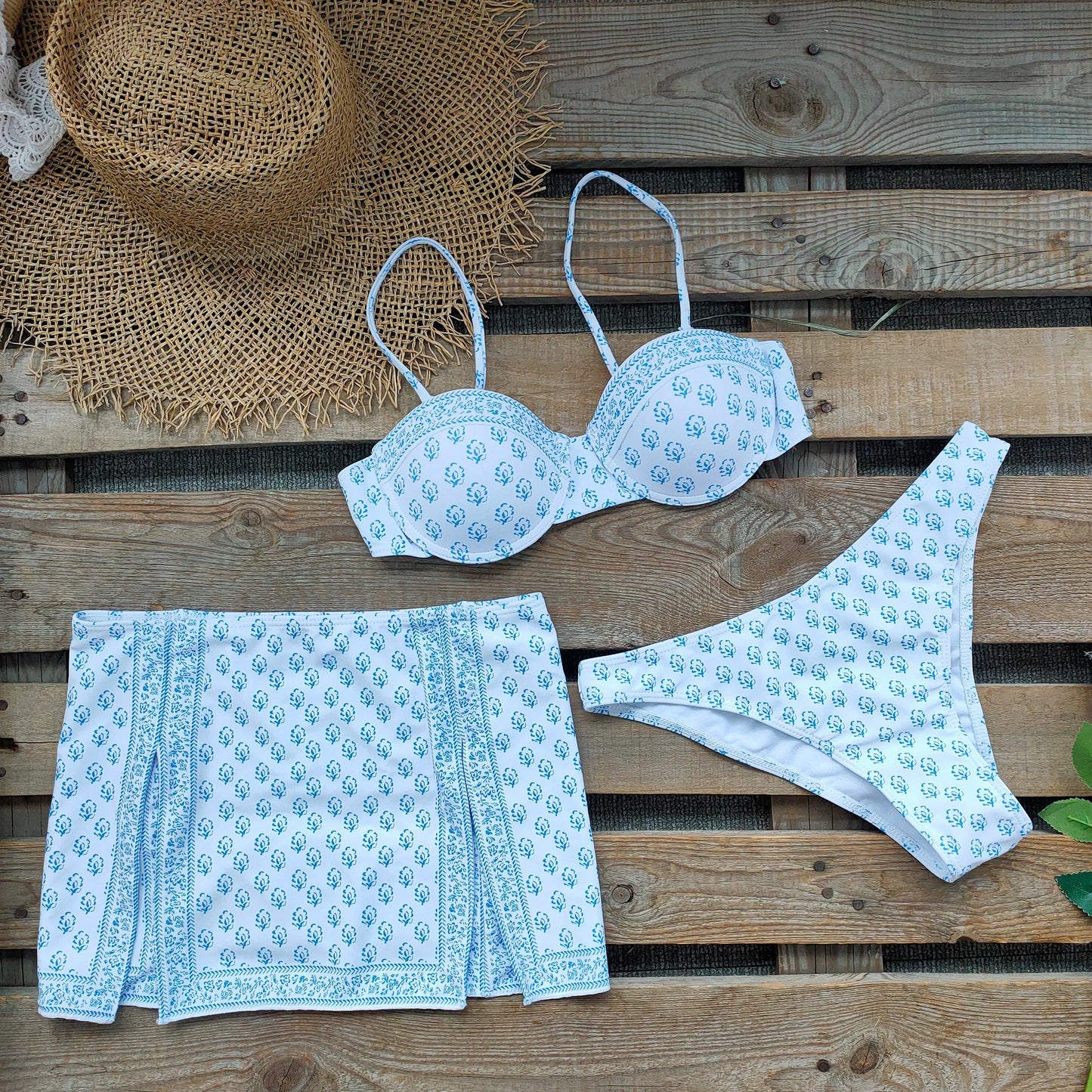 Bikini with Skirt Swimsuit Brazilan Bikini Set Swimwear for Women Split Skirt 3 Pcs Bathing Suits Summer Female