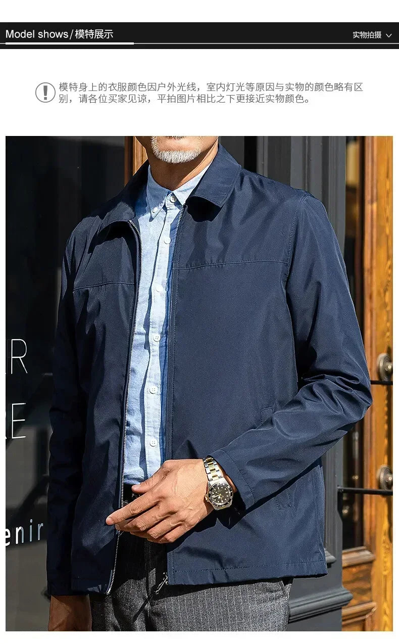 Business Casual Jacket Dad Outer Suit Coat New Men's Middle-aged and Elderly Stand-up Collar Plus Size Spring and Autumn