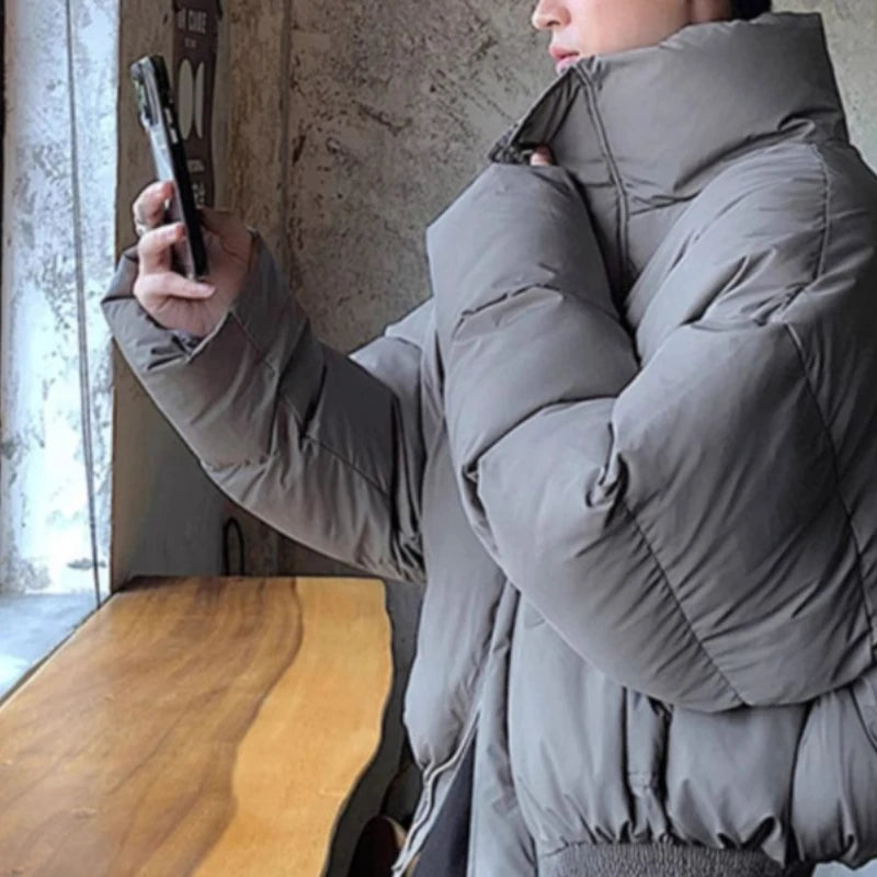 Short Stand-collar Padded Jacket Autumn Winter Loose Versatile Trendy Men's Jacket Korean Style High-end Personalized Parkas