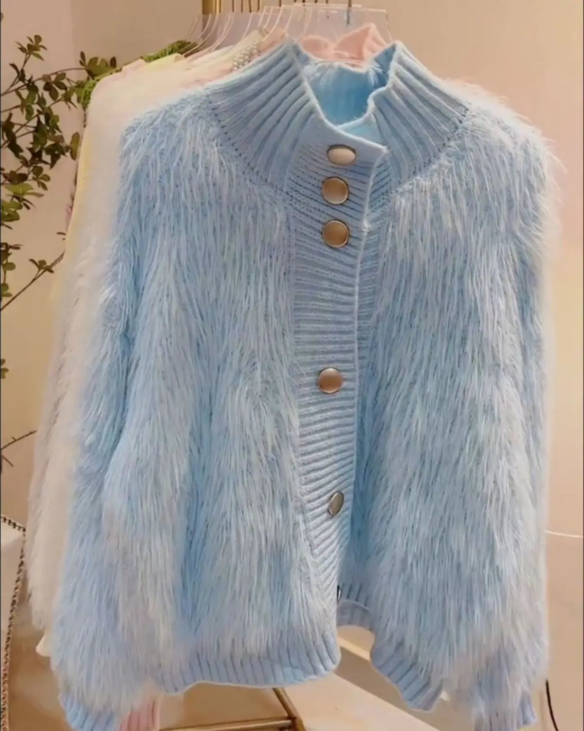 2025 Women Fur Faux Knitted Cardigan Sweater Jacket Korean Style Womens Sweaters Autumn Women's Clothes Knitwear V Neck Knit