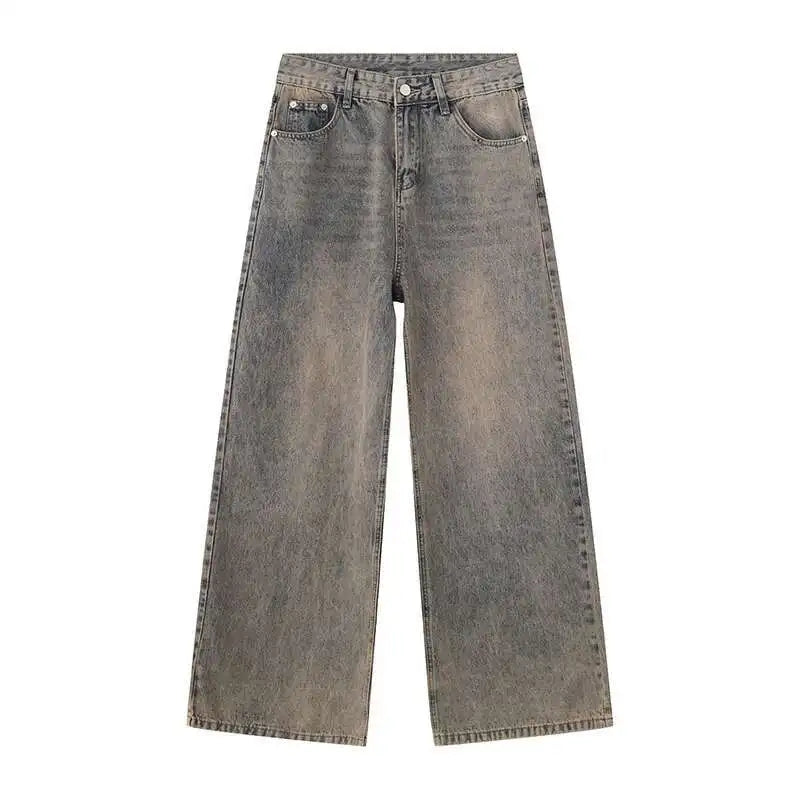 IEFB 2024 Spring Men's Baggy Jeans Worn Out Loose Wide Leg Denim Pants Chic Distressed Streetwear Vintage Male Trousers 9C2019
