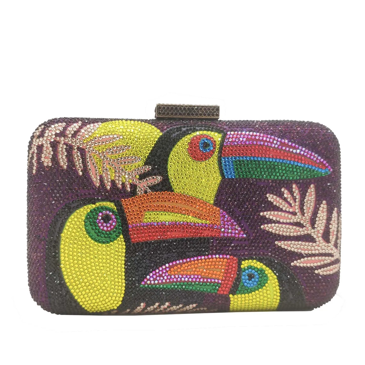 Novelty Toucan Bird Women Crystal Evening Bags Rhinestones Box Minaudiere Clutch Party Cocktail Handbag Diamond Chain Purse