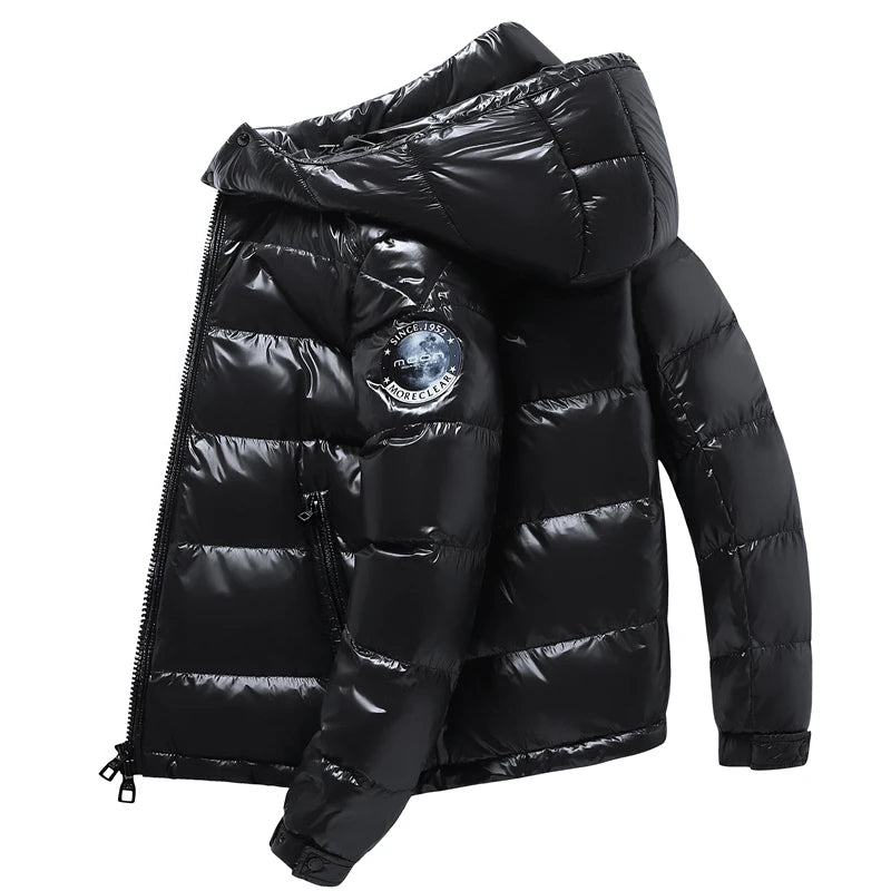 TRAF New Men's Winter Black Fashion Cold Warm Jacket Padded Thickened 90% White Duck Down Solid Color Fashion Leisure Jacket