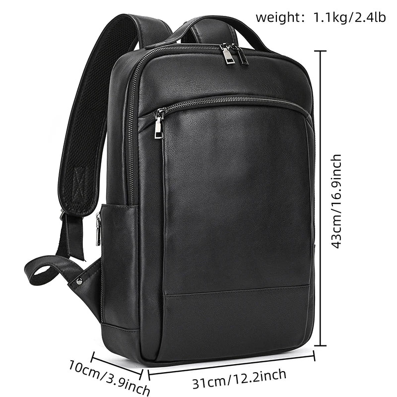 Vintage Travel Backpack leather double zipper bagpack male crazy horse leather backpack handmade leather travel bag men bag