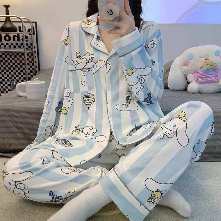 Sanrio Kuromi Hello Kitty Melody Pajamas for Women Kawaii Cartoon Loose Sleepwear Pajamas Sets Short Clothes Christmas Gift