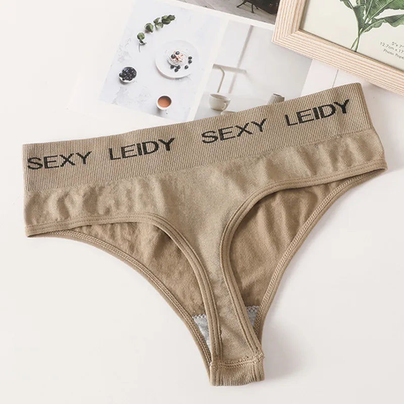 Letter Belt Brazilian Panties Women Seamless Underwear Female Underpants Sexy Briefs Lingerie Comfy Intimates
