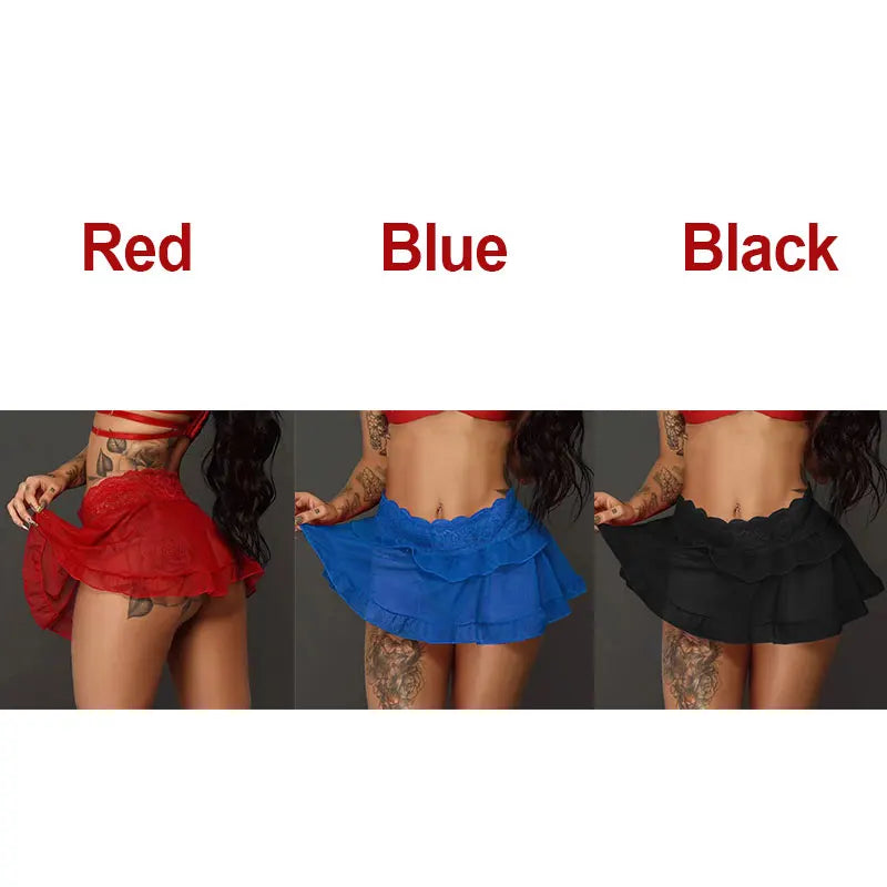 Ultra Mini Sexy Skirt for Women Lace Ruffle Skirt Casual Above Knee Black Miniskirt Summer Dance Short Skirts Party Club Wear