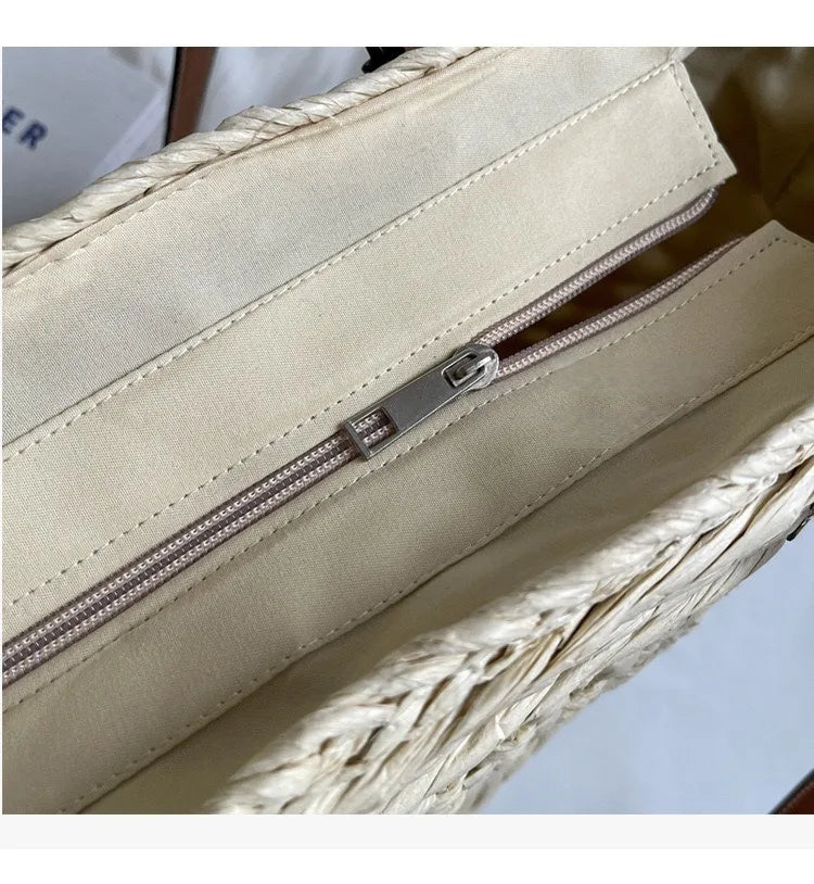 Summer Handwoven Straw Beach Women Tote Bags 2025 Vintage Hollow Out Basket Rattan Handbag Vacation Shoulder Bag New Beach Bag