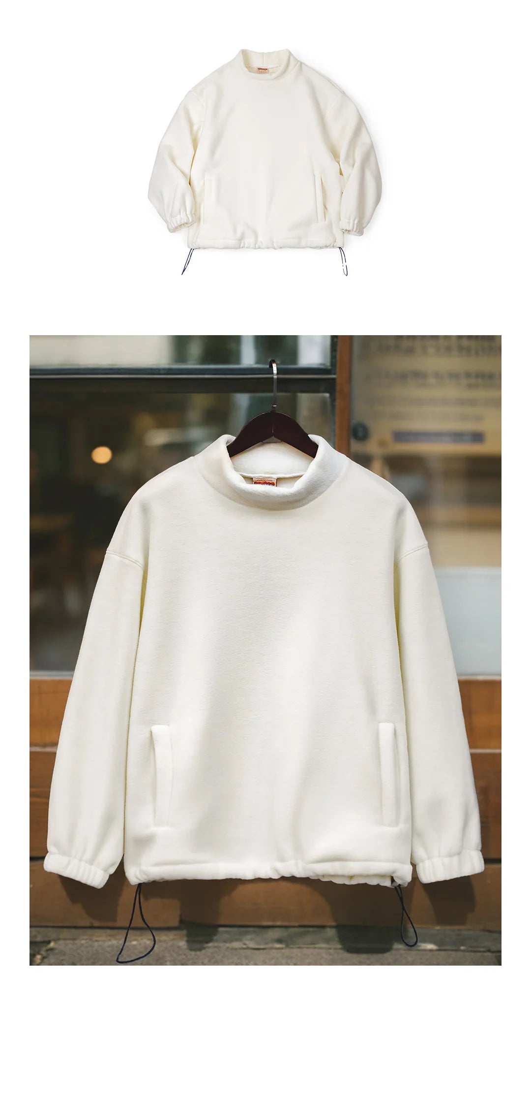 Maden Standing Collar Fleece Sweatshirt for Women Oversize Loose Warm Pullover Autumn and Winter Thick Sweater Basic Sweatshirt