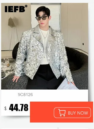 IEFB Embroidery Sequin Trendy Casual Men's Blazer Spring New Fashion Male Jacket Streetwear Suit Coat Personality 9Y9245