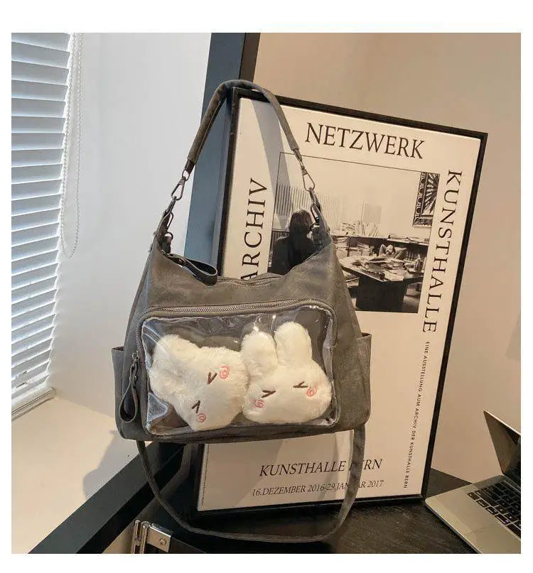 MBTI Casual Ita Bag for Women Fashion Aesthetic Y2k Large Capacity Shoulder Bag Transparent Daily Advanced Harajuku New Handbag