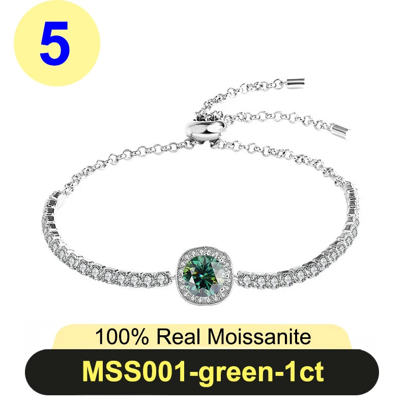 PureNew 1ct Moissanite Bracelets For Women Original 925 Sterling Silver Girly Lovely Lady's Elegant Moissanite Diamond Bracelet