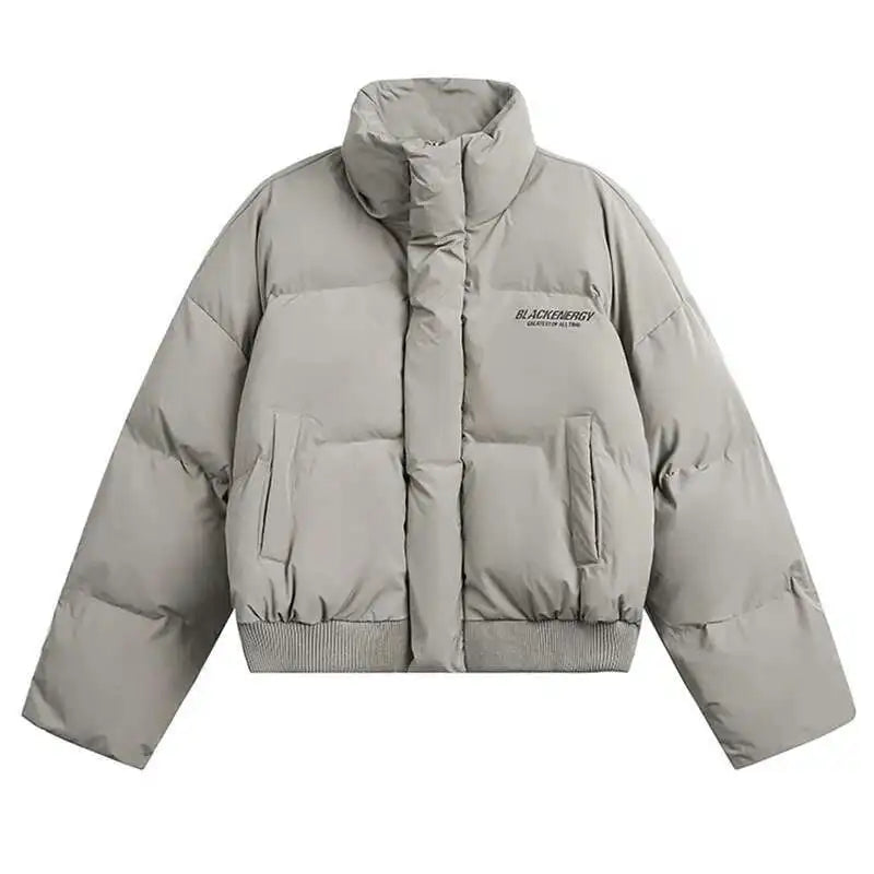 PFNW American Simple Stand Collar Short Cotton-padded Coat Men's Black Loose Zipper Quilted Padded Jacket Winter Clothes CPG2211