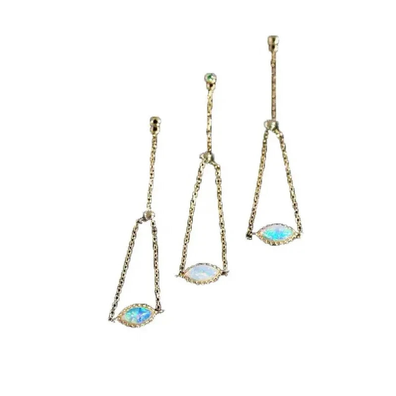Romantic and creative color opal stone oval chain ring adjustable light luxury new in High quality delicate silver jewelry