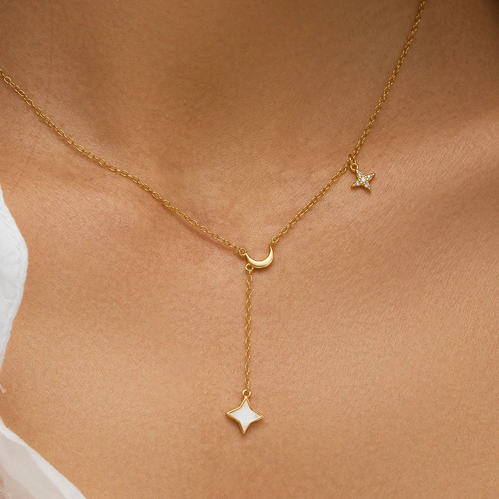 AIDE 925 Sterling Silver Personalized Snake Chain Adjustable Y Necklace Clavicle Pendant Chokers Necklace Women's Holiday Gifts