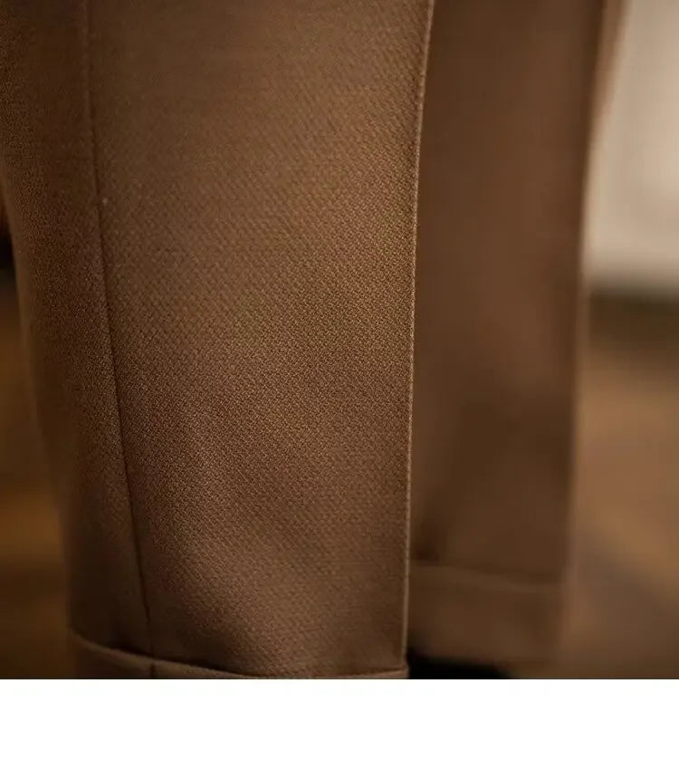 High-waisted Casual Straight-leg Suit Pants For Men Autumn Vintage Draped Waist Trousers Naples Retro Style Business Formal Wear