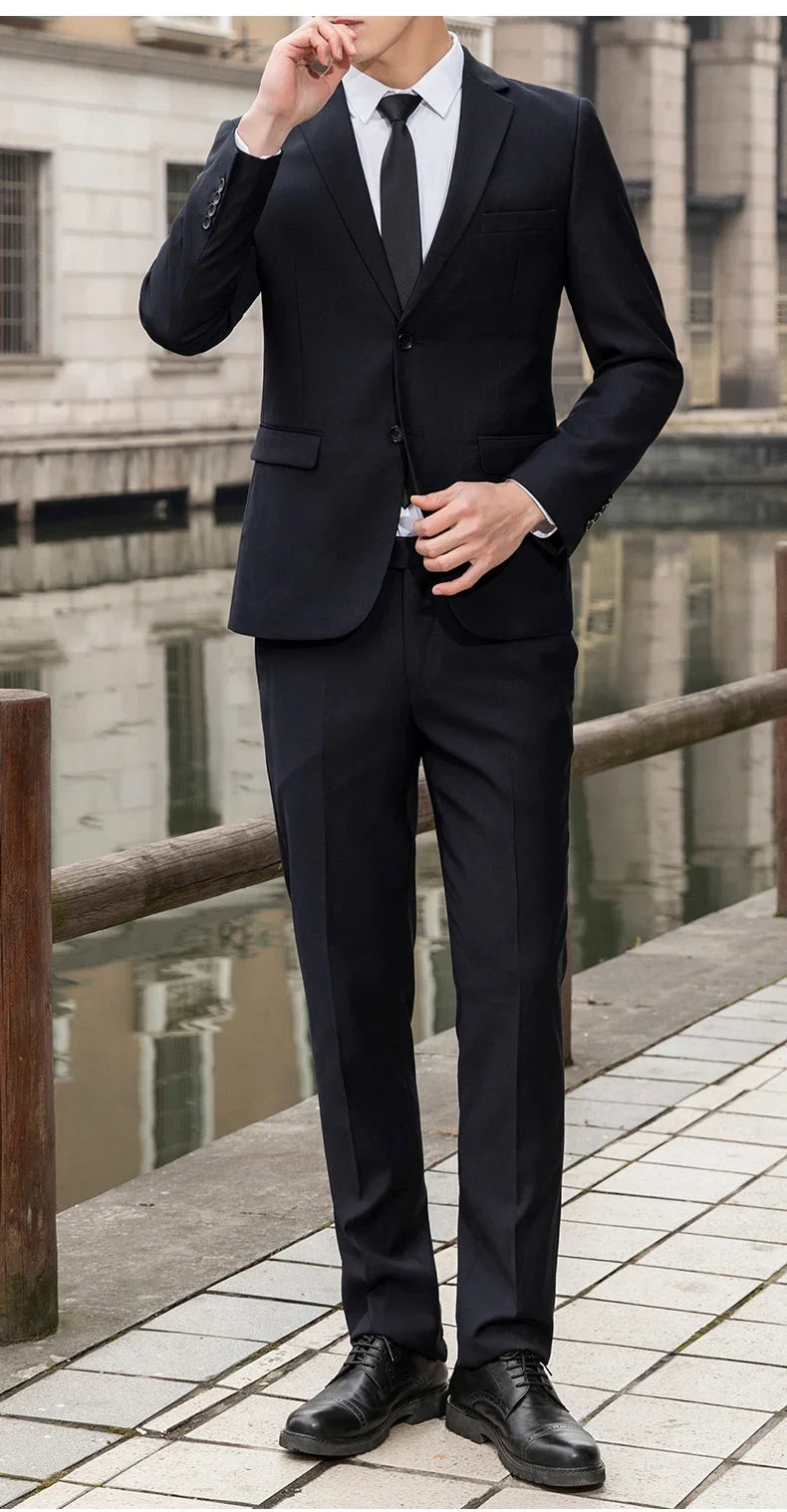 New (Blazer+ Vest + Pants) Fashion Business Men's Professional Dress Solid Color Trend Casual Gentleman Slim Groom Suit M-6XL