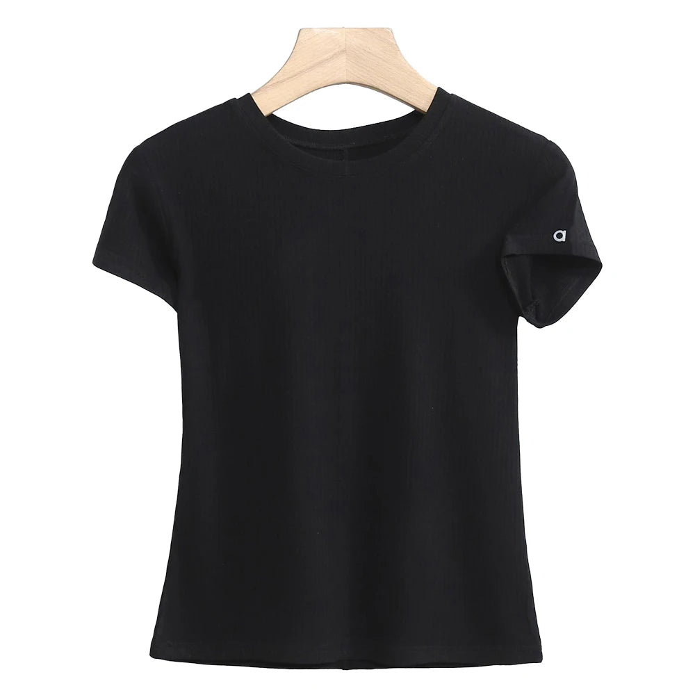 Summer Short Sleeve Flexible T-shirt white color Basic casual Tee Shirt Tops