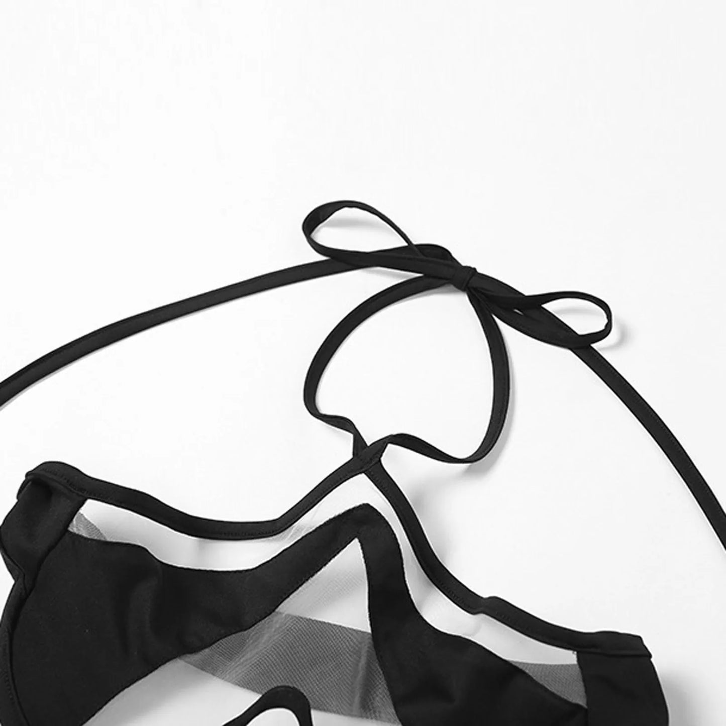 Cryptographic Sexy Mesh See Through Bikini Two Piece Set Fashion Outfits Hot Summer Halter Swimsuit Beachwear Holiday Swimwear