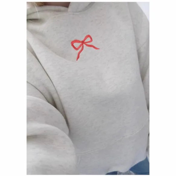 Women's Pink Bow Decor Hoodie Sweet Casual Fall Winter Hoodie Cozy Warm Women's Fashion Fullover Women Clothing