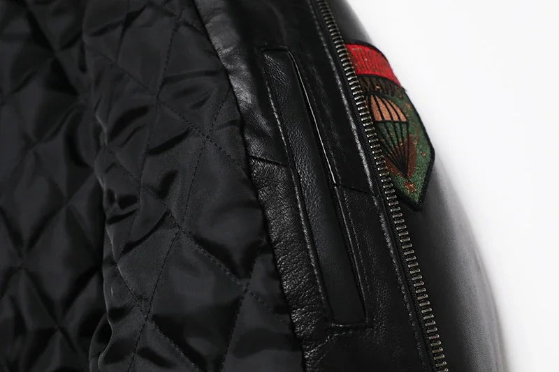 2025 New Embroidery Sheepskin Jacket Men's Natural Genuine Leather G1 Air Force Pilots Coat Thicken Warm Soft Clothes