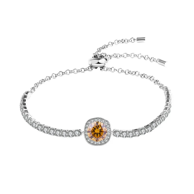 PureNew 1ct Moissanite Bracelets For Women Original 925 Sterling Silver Girly Lovely Lady's Elegant Moissanite Diamond Bracelet