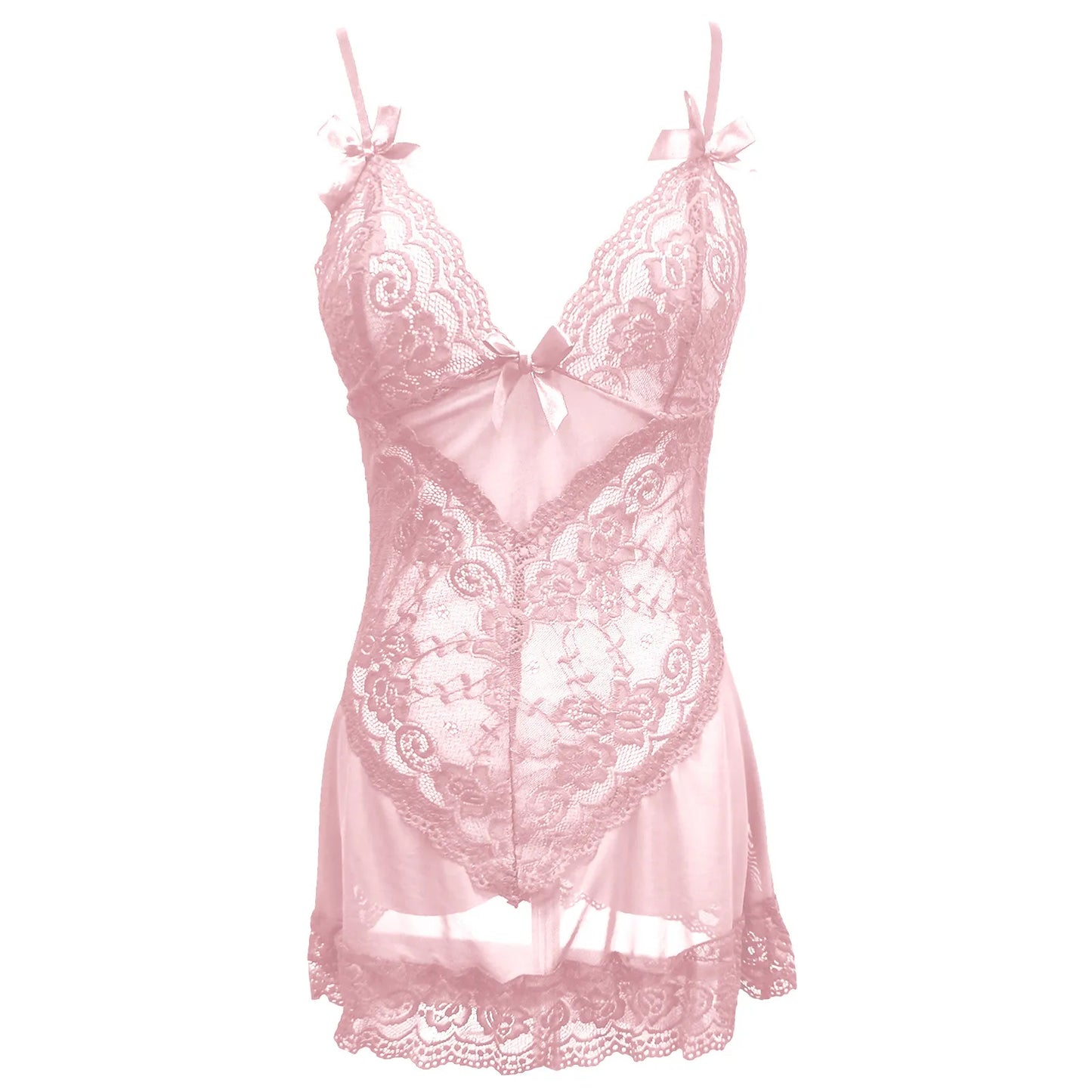 Hot Nightie For Ladies See Through Sleepwear Sexy Lingerine Outfit Sexy Lace Night Dress Lingerie With Thong Lingeries For Woman