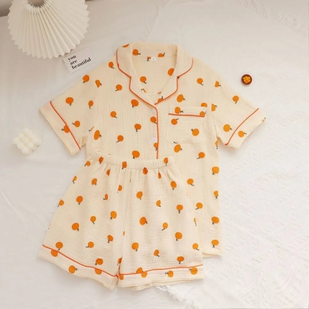 Women's Pajamas Sets Spring Summer 2 Piece Print Pyjama Buttons Down Sleepwear Pocket Short Sleeve Pijama Mujer Pjs Homewear