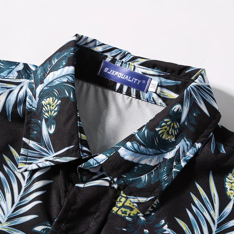 Men's Summer Short Sleeve Printed Shirt Thin Beach Shirt Men's Clothing Turtle Neck Polo Shirt for Men Casual Top
