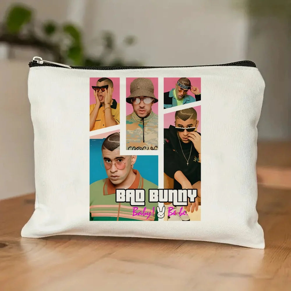 Un Verano Sin Ti Gift Bag Set, Bad Bunny Print Tote Bag, Casual Canvas Shoulder Bag with Mini Storage Bag