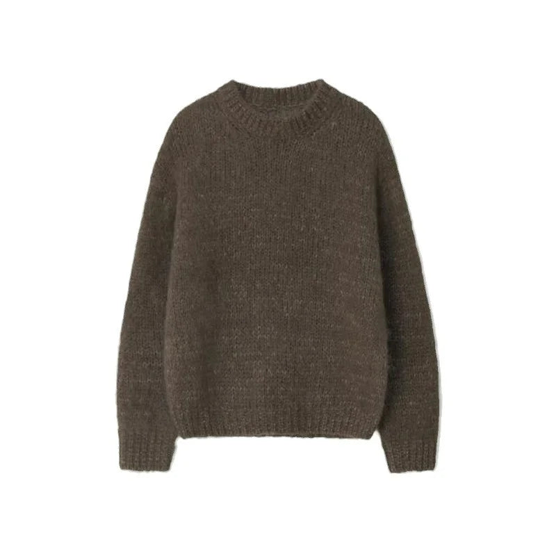 Women 24th Autumn and Winter New Mohair Sweater Lazy Feeling Loose Wool Sweater Top
