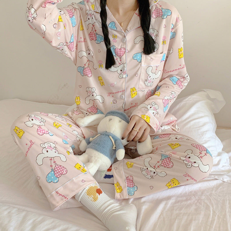 Sanrio Kuromi Hello Kitty Melody Pajamas for Women Kawaii Cartoon Loose Sleepwear Pajamas Sets Short Clothes Christmas Gift