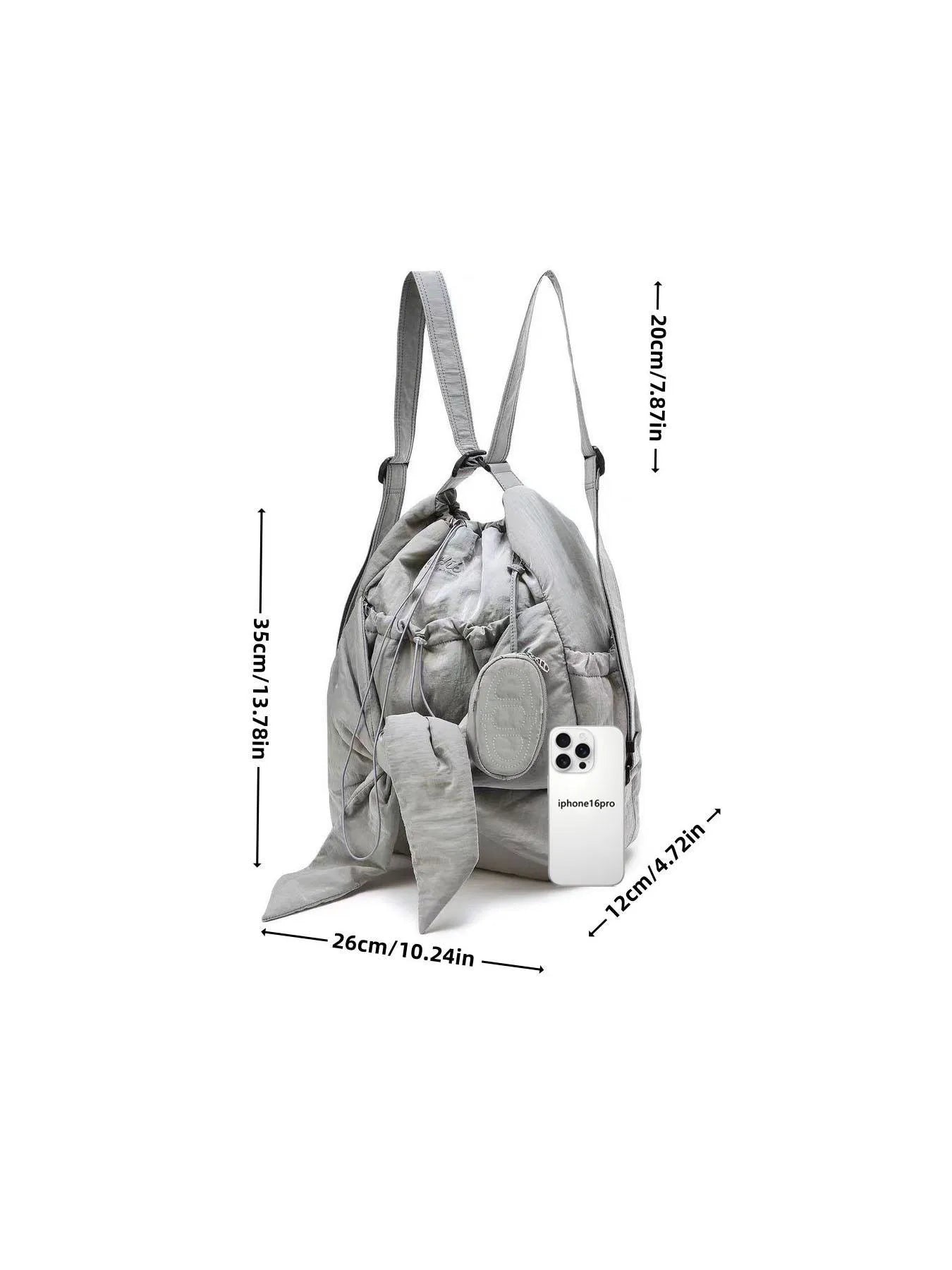 Women Bag Nylon High-Capacity Fashion Casual Backpack Bow Drawstring Shoulder Bag Handbag All-match