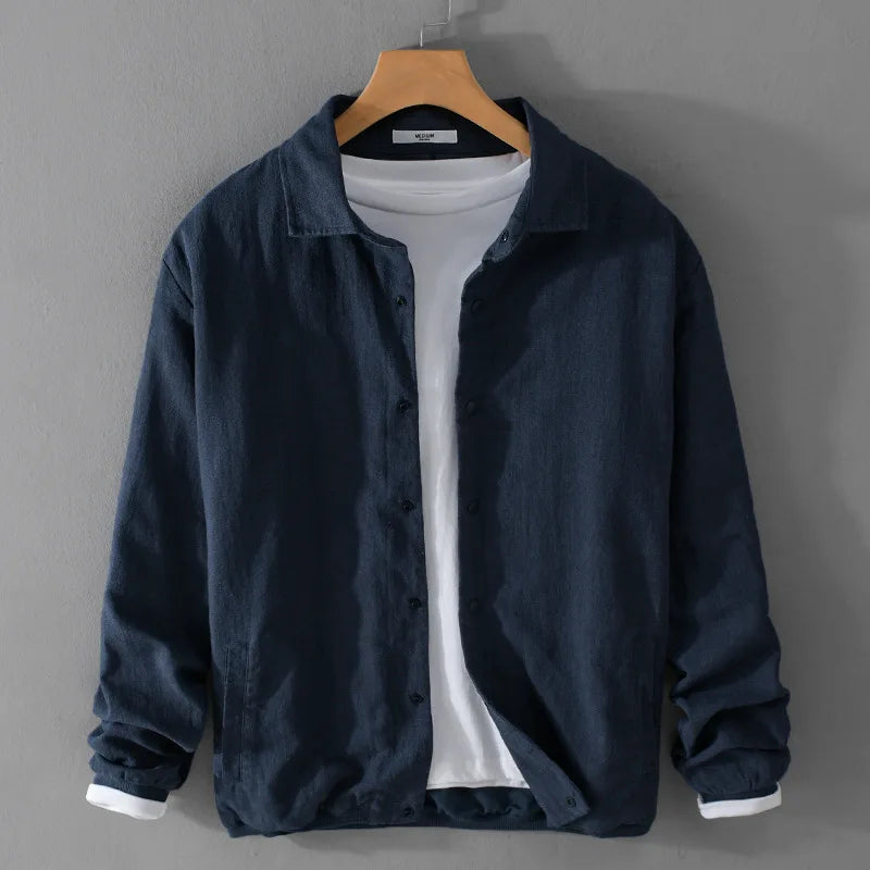 Spring and Autumn New Comfortable Linen Mens Jacket Loose Simple Casual Youth Versatile Cotton Linen Men Clothing FY202