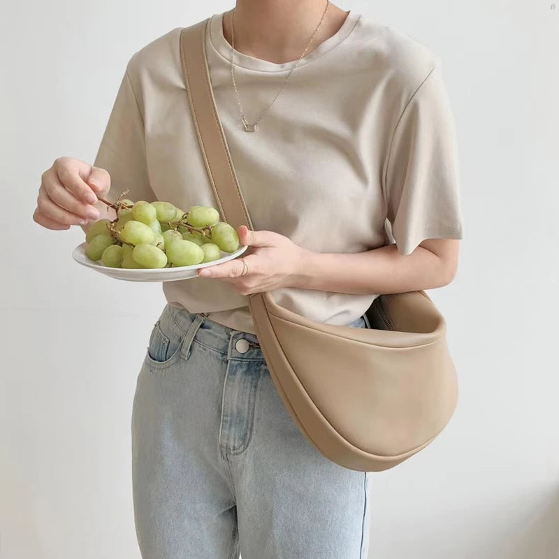 Zipper Women's Bag Korean Designer Middle Hobos Women Handbags High Quality PU Leather Ladies Shoulder Crossbody Bag Whole Sale