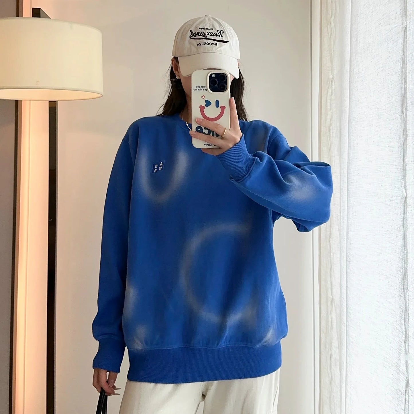 Loose Casual Couple Hoodies l Cotton Dyed Tie-Dye Embroidery Men's Sle Comfortable Breathable Korean Version Sweatirts