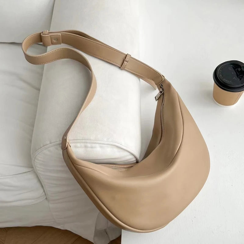 Zipper Women's Bag Korean Designer Middle Hobos Women Handbags High Quality PU Leather Ladies Shoulder Crossbody Bag Whole Sale