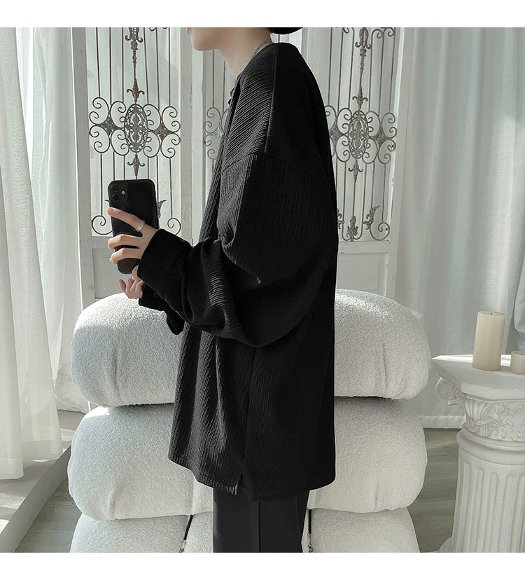 2024 Spring Autumn Casual Long Sleeve T Shirts Men Loose Round Neck T-shirts Male Fashion Harajuku Korean Streetwear Tops Tees