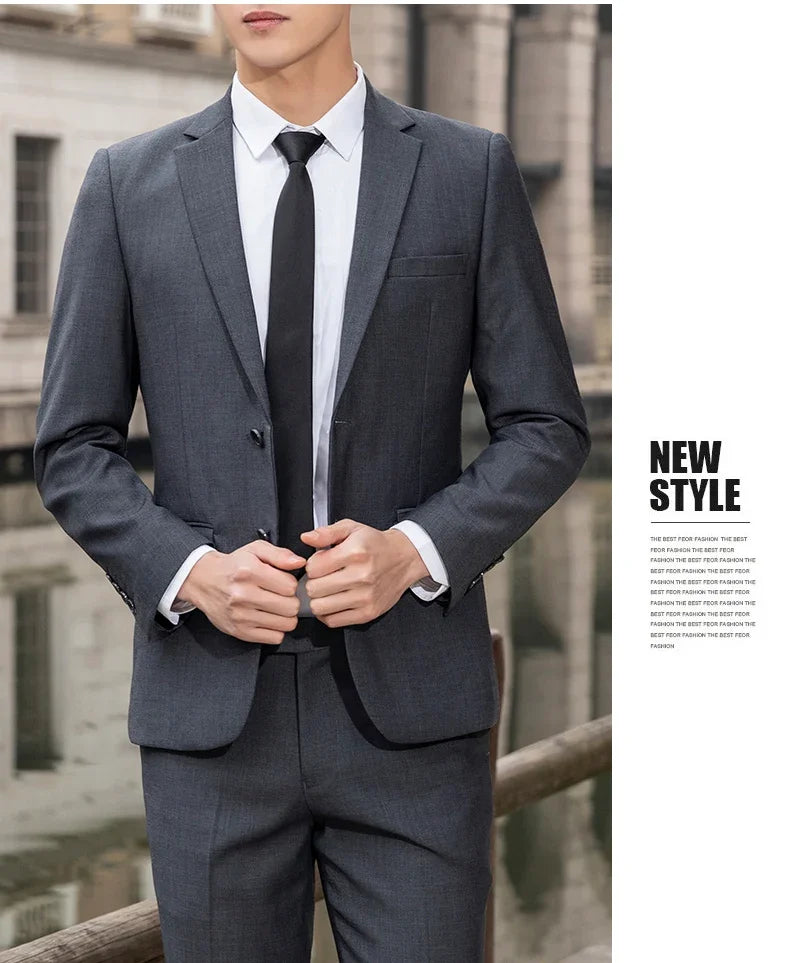 New (Blazer+ Vest + Pants) Fashion Business Men's Professional Dress Solid Color Trend Casual Gentleman Slim Groom Suit M-6XL
