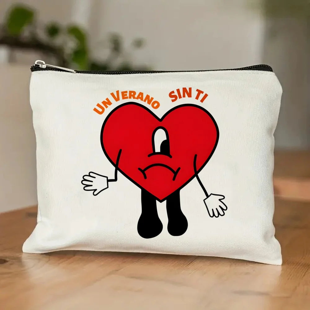 Un Verano Sin Ti Gift Bag Set, Bad Bunny Print Tote Bag, Casual Canvas Shoulder Bag with Mini Storage Bag