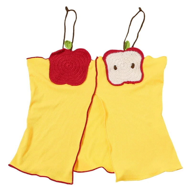 Rib Embroidery Split Tank Top Women Sleeveless Backless Slim Contrast Color Strap Party Vest Summer 2025 Fashion Lady Tops