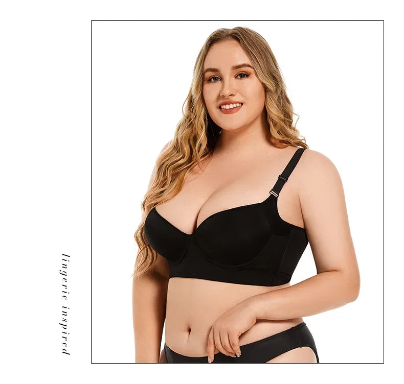 Push-Up Back Smoothing Bra Back Smooth Out Shaper Plus Size Wide Band Bras Shapewear Back Fat Smooth Underwear Shapers F Cup