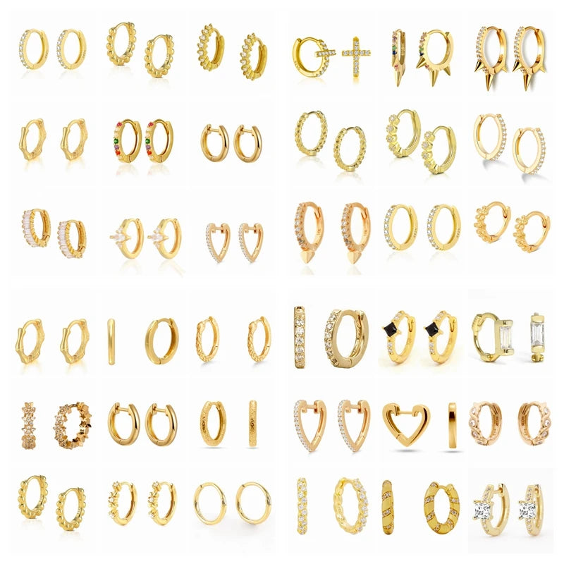 CANNER White Zircon Simple Love Round Earring For Women 925 Sterling Silver Earrings Hoops Pendiente Plata Piercing Gold Jewelry
