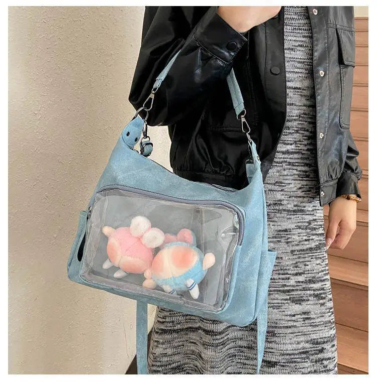 MBTI Casual Ita Bag for Women Fashion Aesthetic Y2k Large Capacity Shoulder Bag Transparent Daily Advanced Harajuku New Handbag